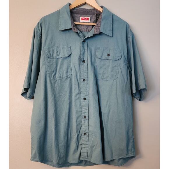 Wrangler Authentics Men's button Shirt Regular Short Sleeve 2-Pocket Size 2XL - Picture 1 of 5